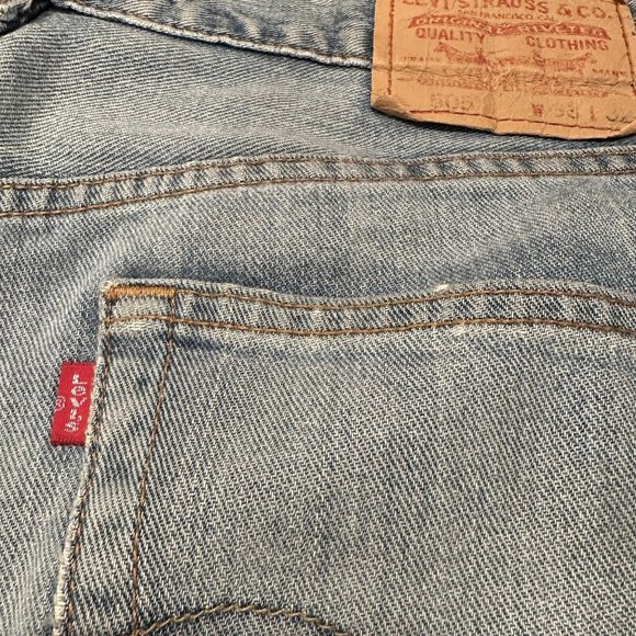 Vintage Levis 505 Regular Fit Jeans 33x32 27.5" Distressed Red Tab - Picture 13 of 16